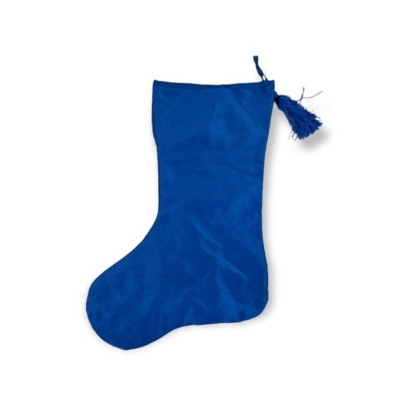 Blue Sequined 17 inch Christmas Stocking with Tassel 2 - Picture 2 of 3